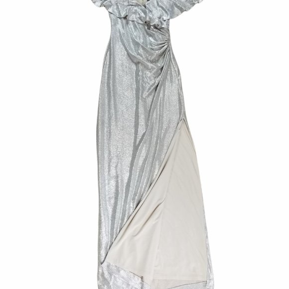 Lauren Ralph Lauren, Ruffled Shimmer Gown, Size 2 - Picture 3 of 10